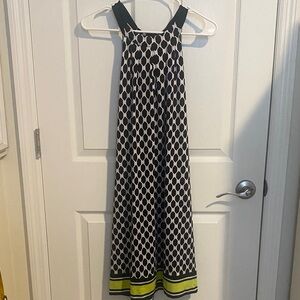 Mud Pie Black and White Dress with Green Highlights